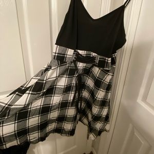black and plaid strapped dress
